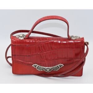 Brighton Garden District Organizer Clutch/Crossbody Red & Silver